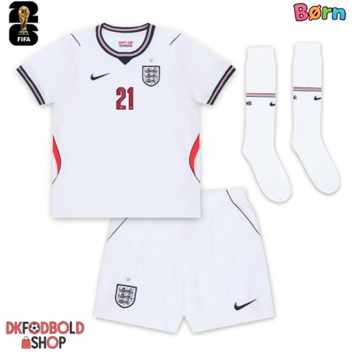 England Eberechi Eze #21 Hjemmebanesæt Børn VM 2026 Kort ærmer (+ korte bukser)
